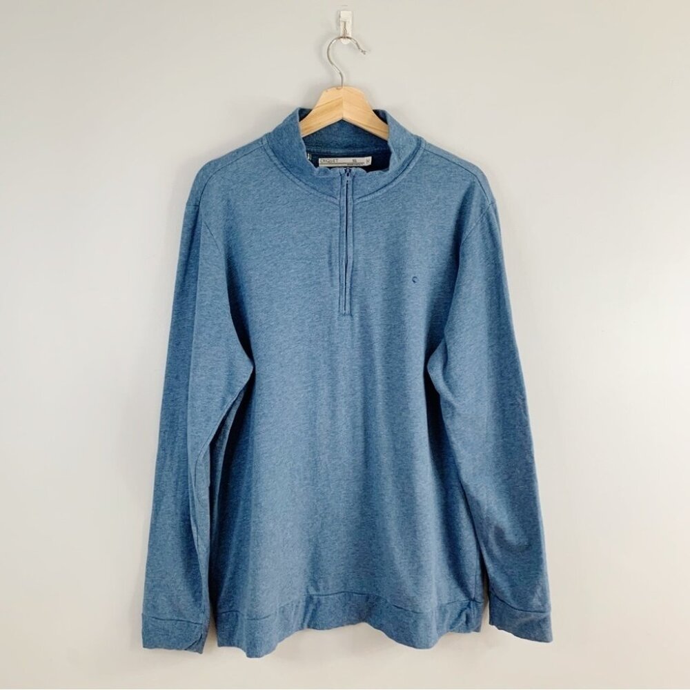 Criquet  Men's Pullover Sweater 1/4 Zip Fleece Lined Light Blue Casual Cotton XL